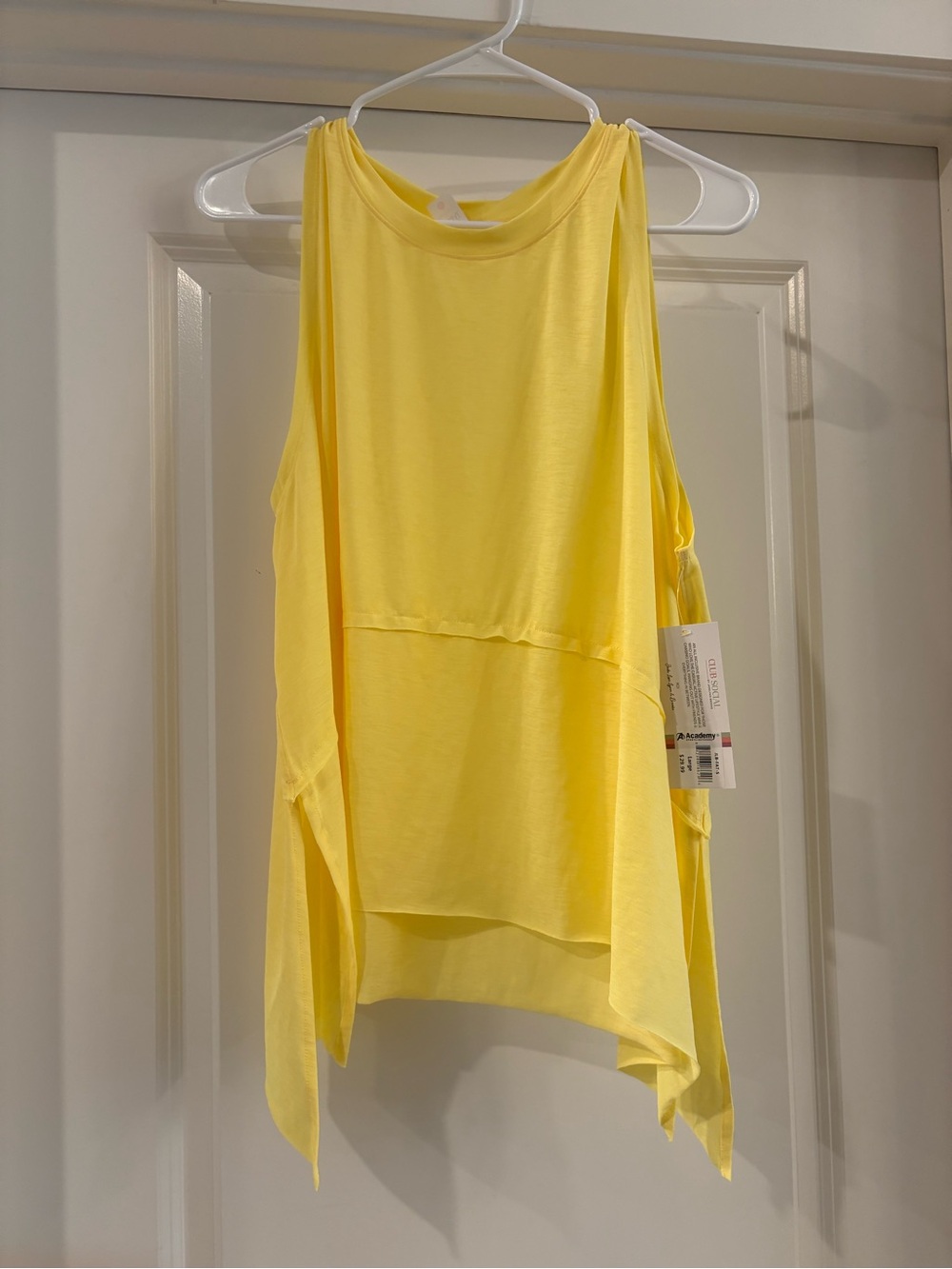 Jadelynn Brooke Bright Yellow Draped Sleeveless Tank